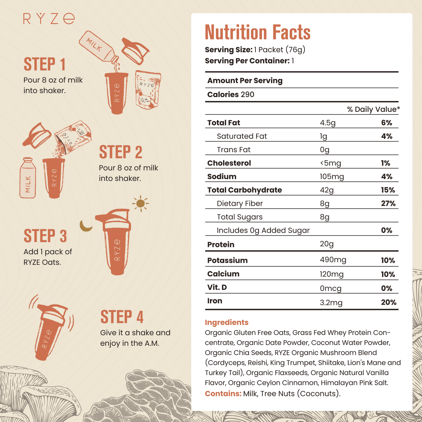 Mushroom Overnight Oats Pack (14 Servings) - BFH3