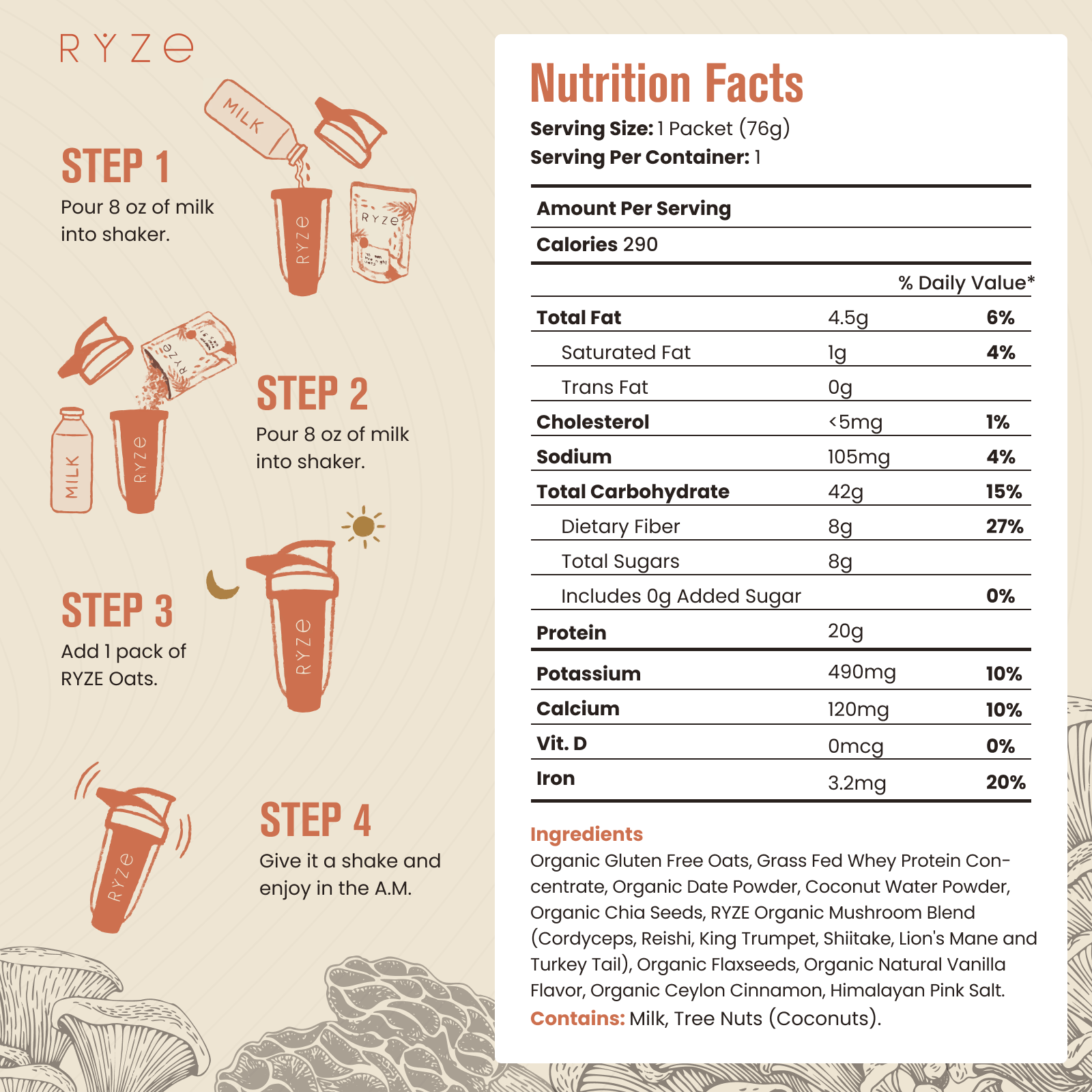 Mushroom Overnight Oats Pack (28 Servings) - MHVW