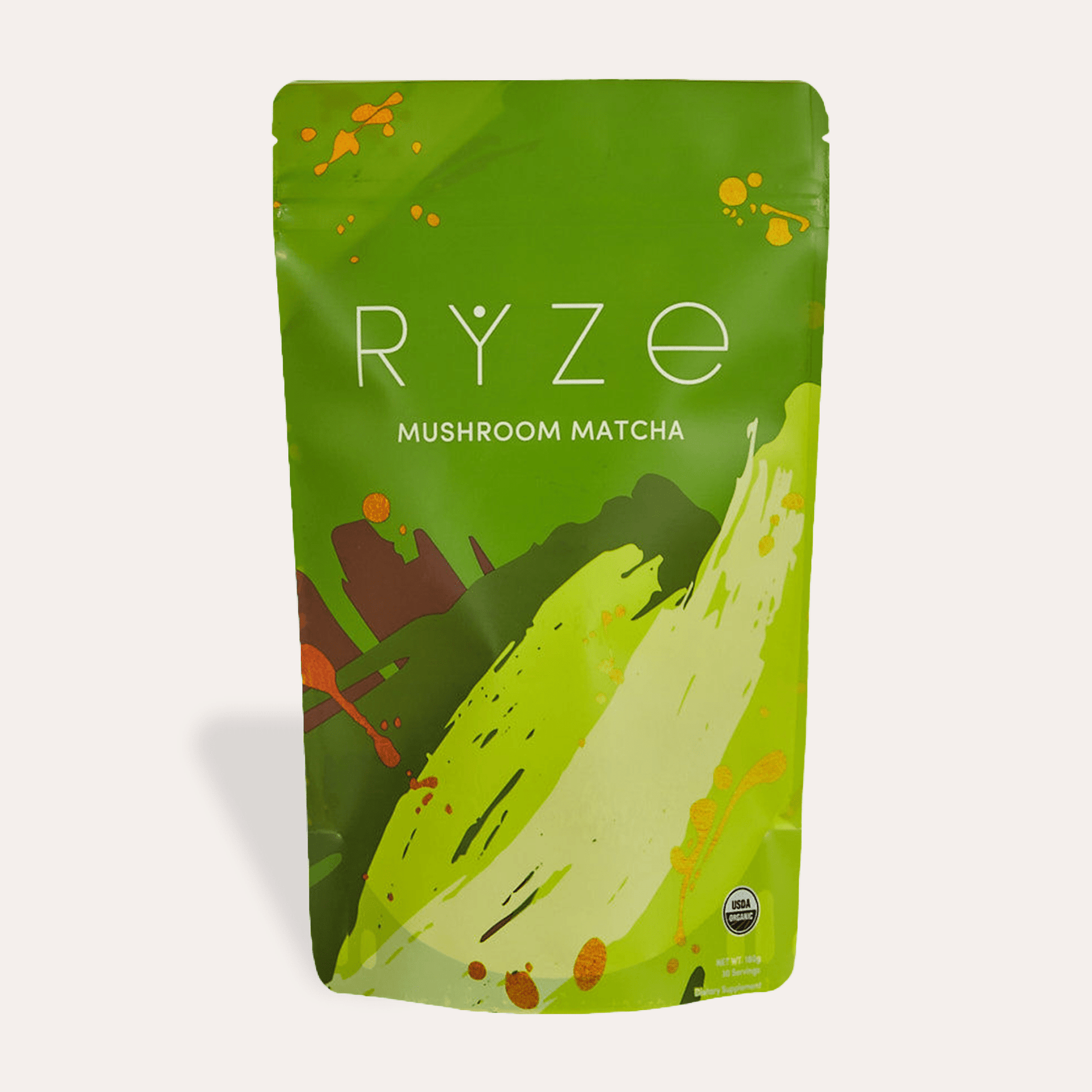 RYZE Mushroom Matcha - with 6 Organic Adaptogenic Mushrooms Grown In USA and Ceremonial-Grade Japanese Matcha - 58YQ