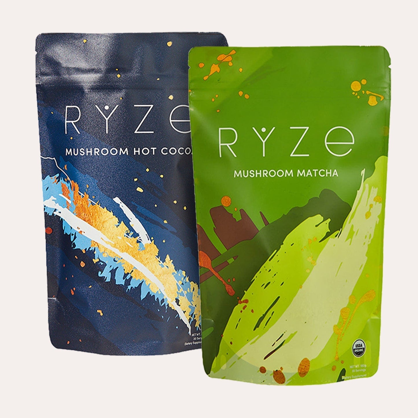 RYZE Mushroom Matcha - with 6 Organic Adaptogenic Mushrooms Grown In USA and Ceremonial-Grade Japanese Matcha - 58YQ